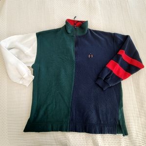 1990s 90s bugle boy half zip swearshirt with color blocking